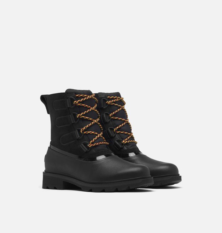 Sorel Dam Gummistövlar Svarta - Lennox™ Street Lace Mid - HVU-548706